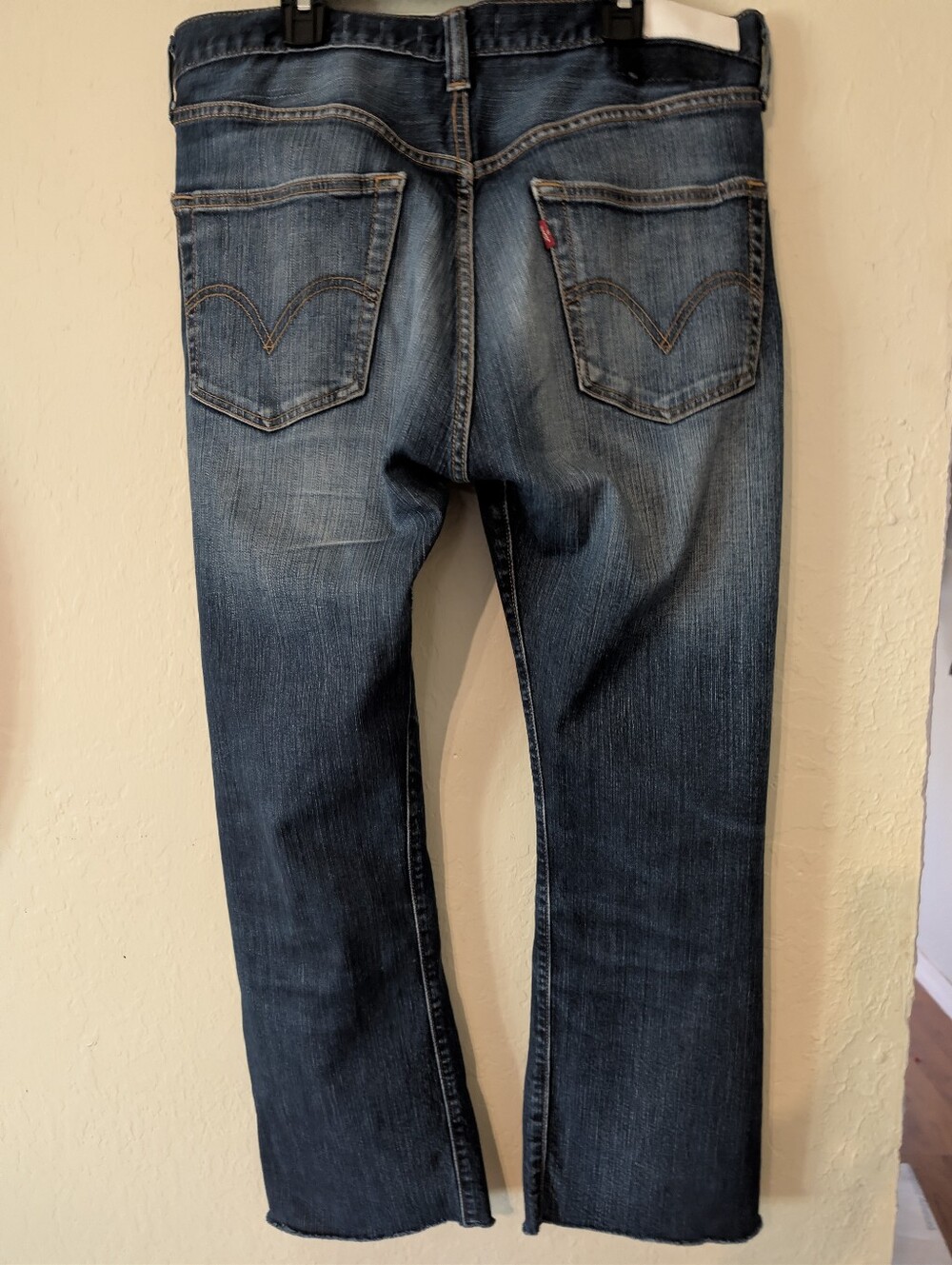 Re/Done 501 Levi's Buttonfly Staightl Dark Indigo Denim Jeans with White Patch - Picture 8 of 16